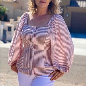 Cabi Red and White Striped Women's Top style 5890